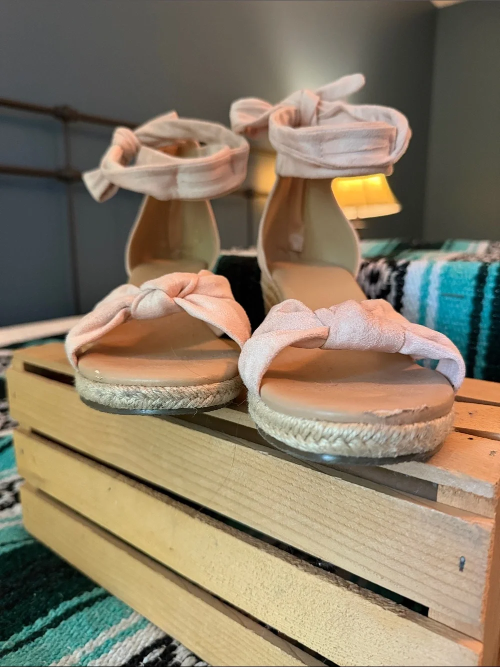 Women’s Espadrille Ankle-Tie Sandals - Blush Pink - Picture 5 of 9